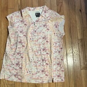 Adidas‎ Women's Cap Sleeve Golf Shirt Pink Print Size XL